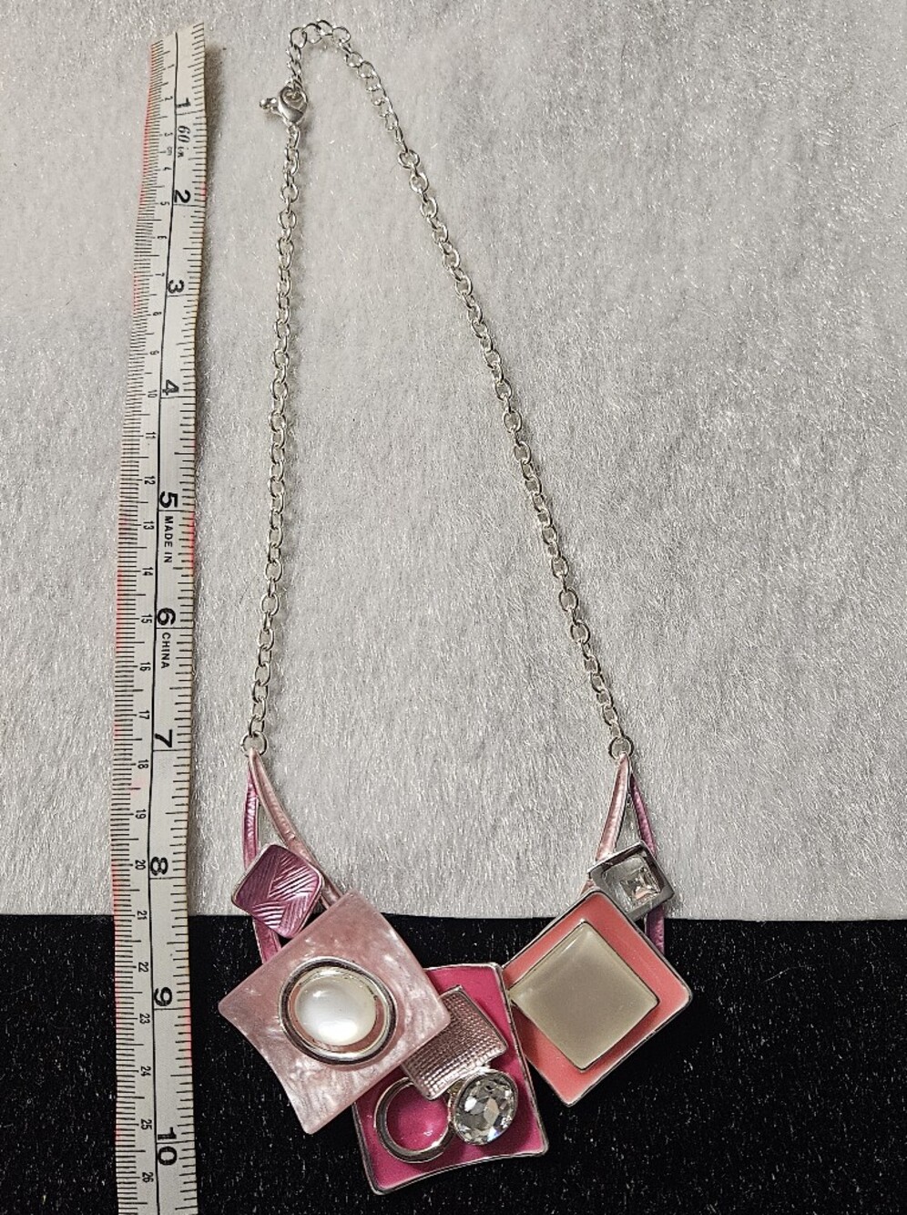 Pink Geometric Statement Necklace - Unbranded